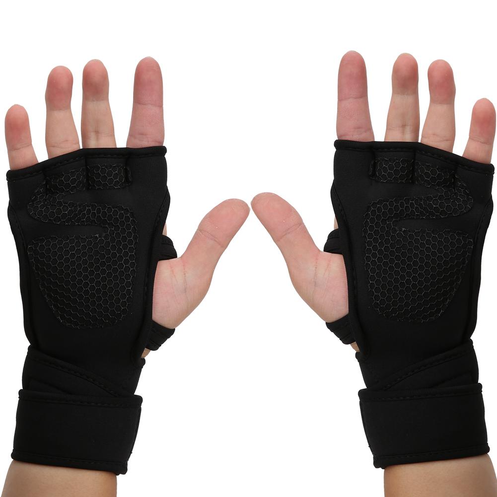 

1Pair Leisure Fitness Neoprene Sporting Gloves Silicone Antiskid Hook&loop Fixed(black M )