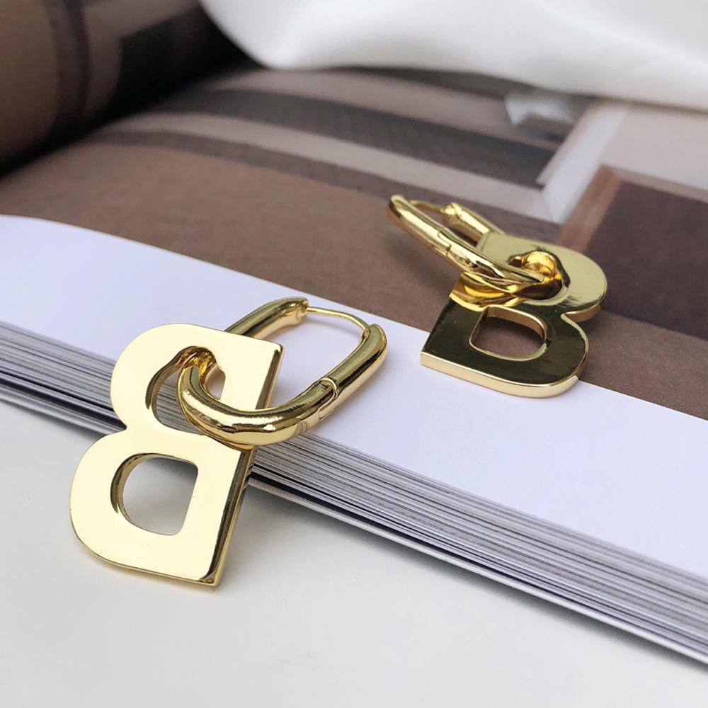 for Women Gold Silver Color Party Drop Dangle Earrings Removable Letter B Design Hoop Earrings