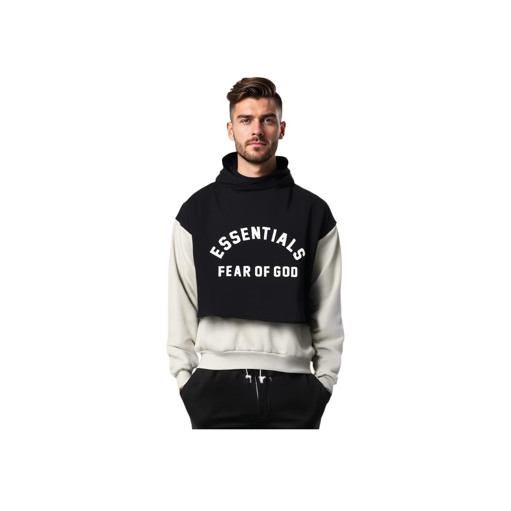 

Fear of God Essentials Нейлоновый флисовый свитер с капюшоном Seal/Jet Black Мужские топы 202SP244327F XL
