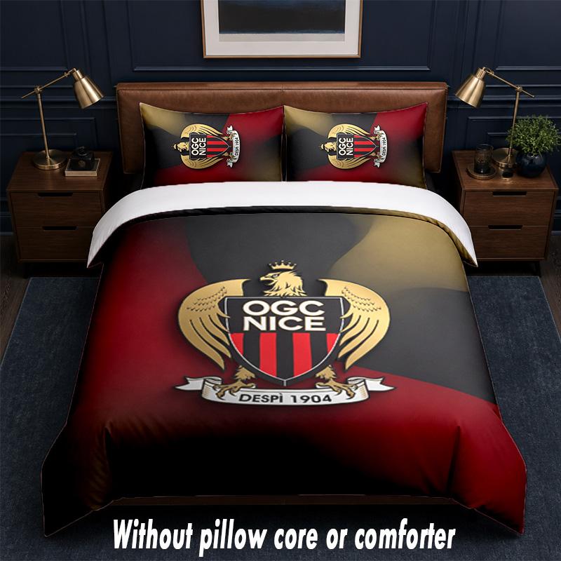 OGC Nice FC Design Bed Bedding Set 1 Duvet Cover + 2 Pillowcases Soft Breathable Household Bed Linens