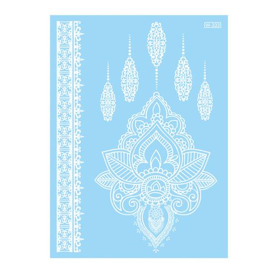 Baizihuahu White Lace Tattoo Sticker for Women, Temporary Face Body Arm, Waterproof Fake Decal Wedding Party Festival