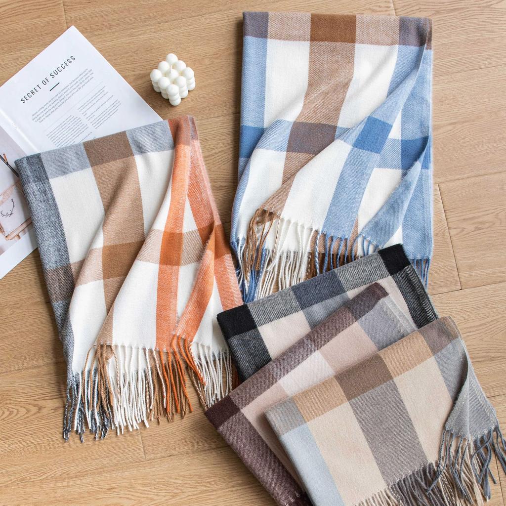 New Plaid Scarf for Women Japanese and Korean Sweet Style Warm Scarf Fashion Shawl Autumn and Winter Imitation Cashmere To Prevent Cold