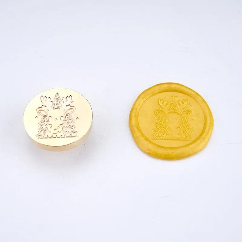 Siegellack Siegel Weihnachtsserie Siegel Dunhu Feuerfarbe Siegel Kupferkopf Massiv Messing Schnitzen Wachsgranulat