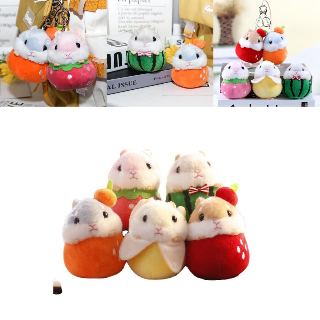 Adorable Mini Plush Hamster Keychain Soft Stuffed Animal Bag Charm Toy Cute