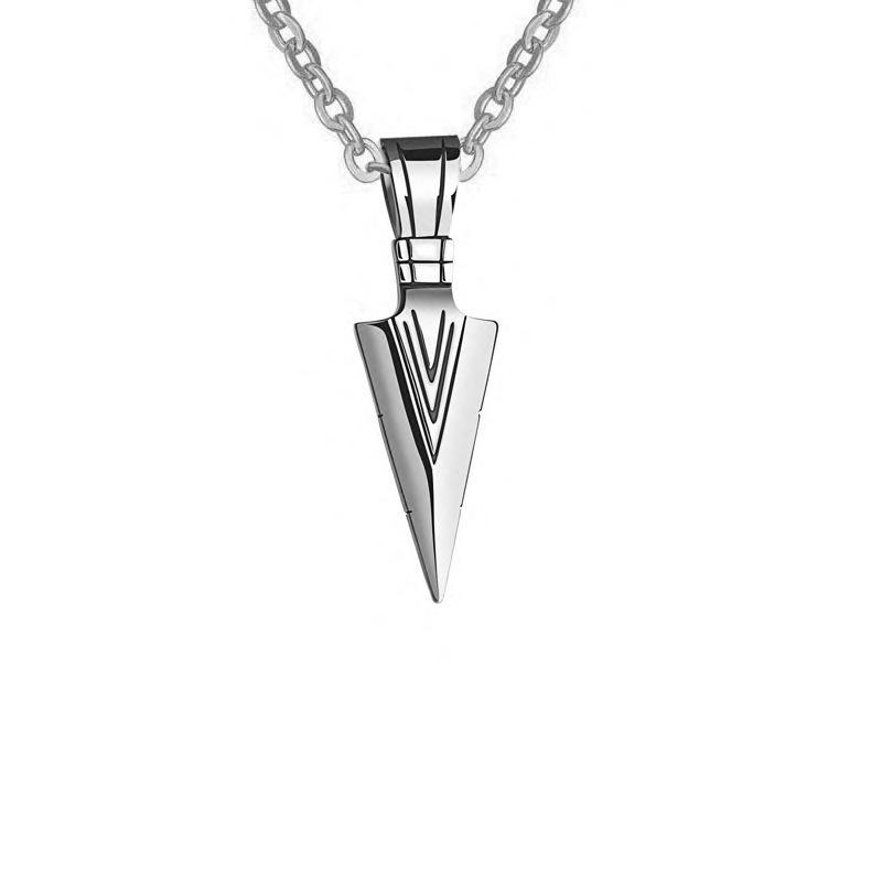 Cross Chain Cast Arrow Pendant Men'S Necklace Triangle Spearhead Jewelry