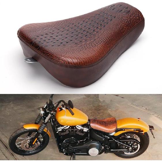 Motorcycle Crocodile Brown Driver Solo Seat Soft Front Cushion Compatible for Harley Sportster XL883 Forty Eight 48 XL1200X Seve