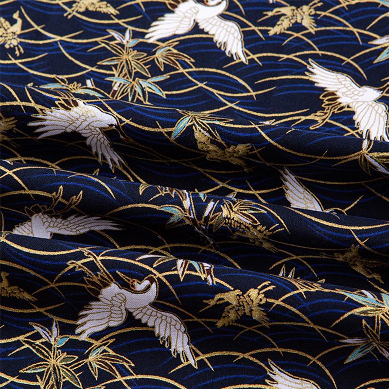 Japanese Style Bronzing Fabric Sakura Printed Cotton Fabric For DIY Hanfu Kimono Doll Bags Crafts Sewing Patchwork Material