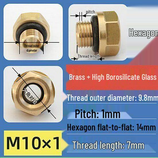 Hexagonal Copper Screw-in Oil Sight Glass for Air Compressors