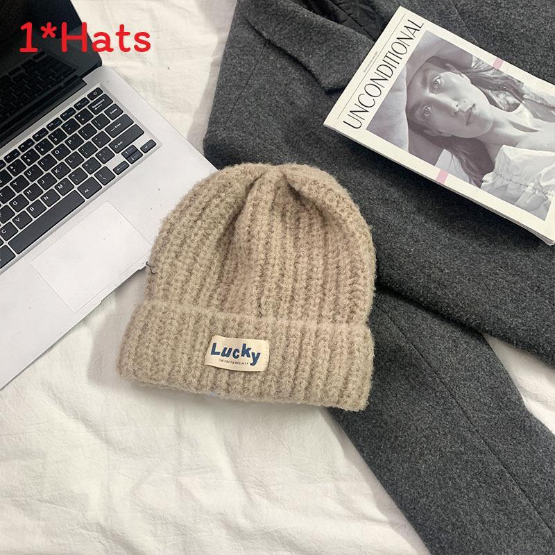 Knitted Beanie Hat For Women With Letters Warm Winter Casual Chic Style