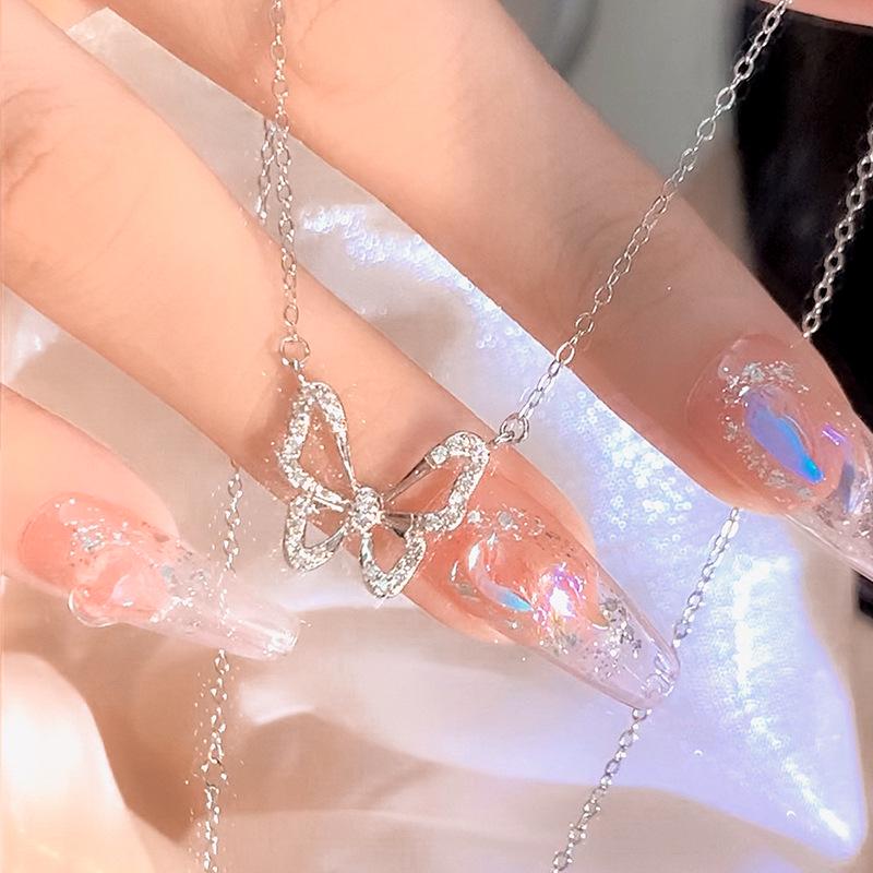 Butterfly Zircon Pendant Necklace for Women - Versatile Choker with Crushed Diamond Design