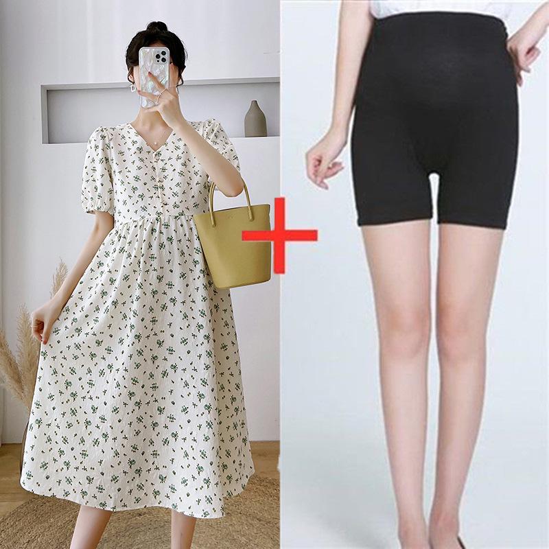 Summer Floral Maternity Dress: Petite, Short-Sleeved, Casual, Age-Reducing, Mid-Length
