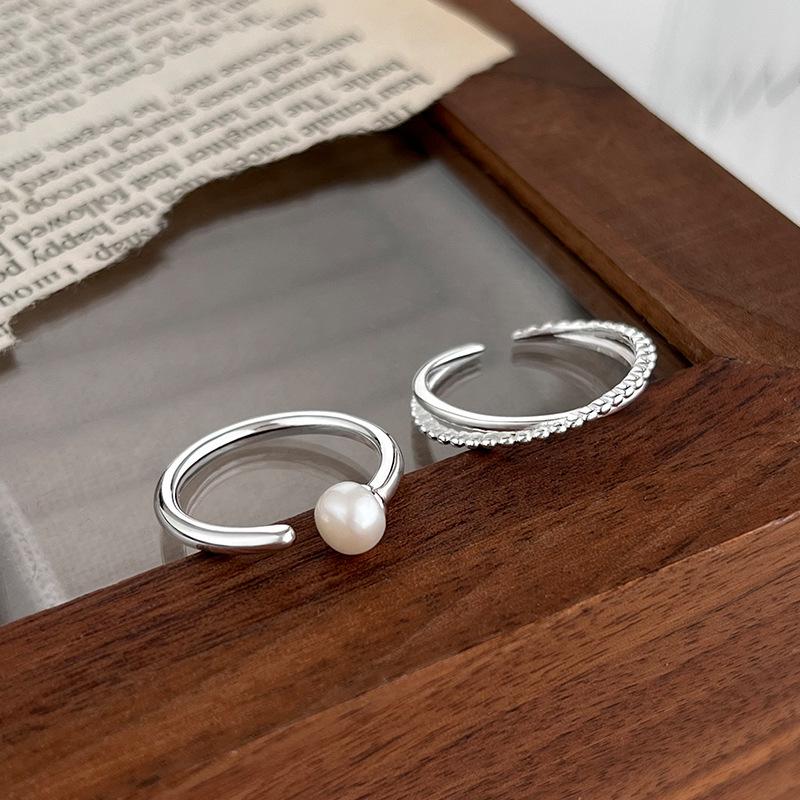 Sweet Pearl Women's Cross Open Line Ring: Stackable, Versatile, Fashionable, and Perfect for an Index Finger