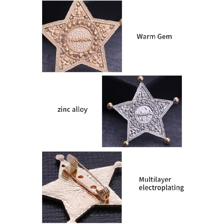 Broches de Estrela com Strass Pin de Lapela de Estrela de Cinco Pontas Broche Joias de Destaque para Mulheres