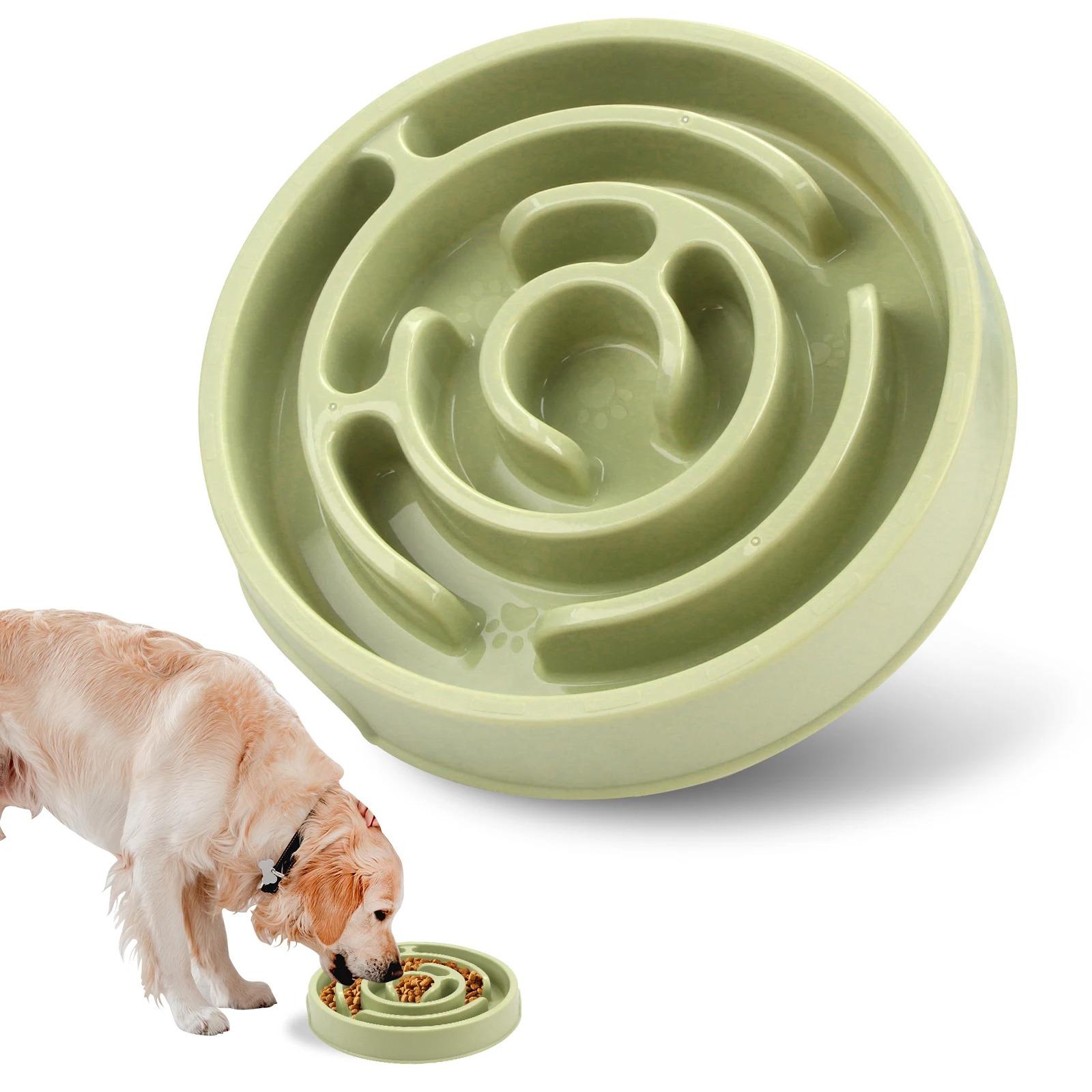 

Pet Dog Slow Feeder Bowl Fun Non Slip Anti-Gulping Slower Food Feeding Dishes Eco Dog Bowl for Large Medium Small Dogs Puppy зелёный