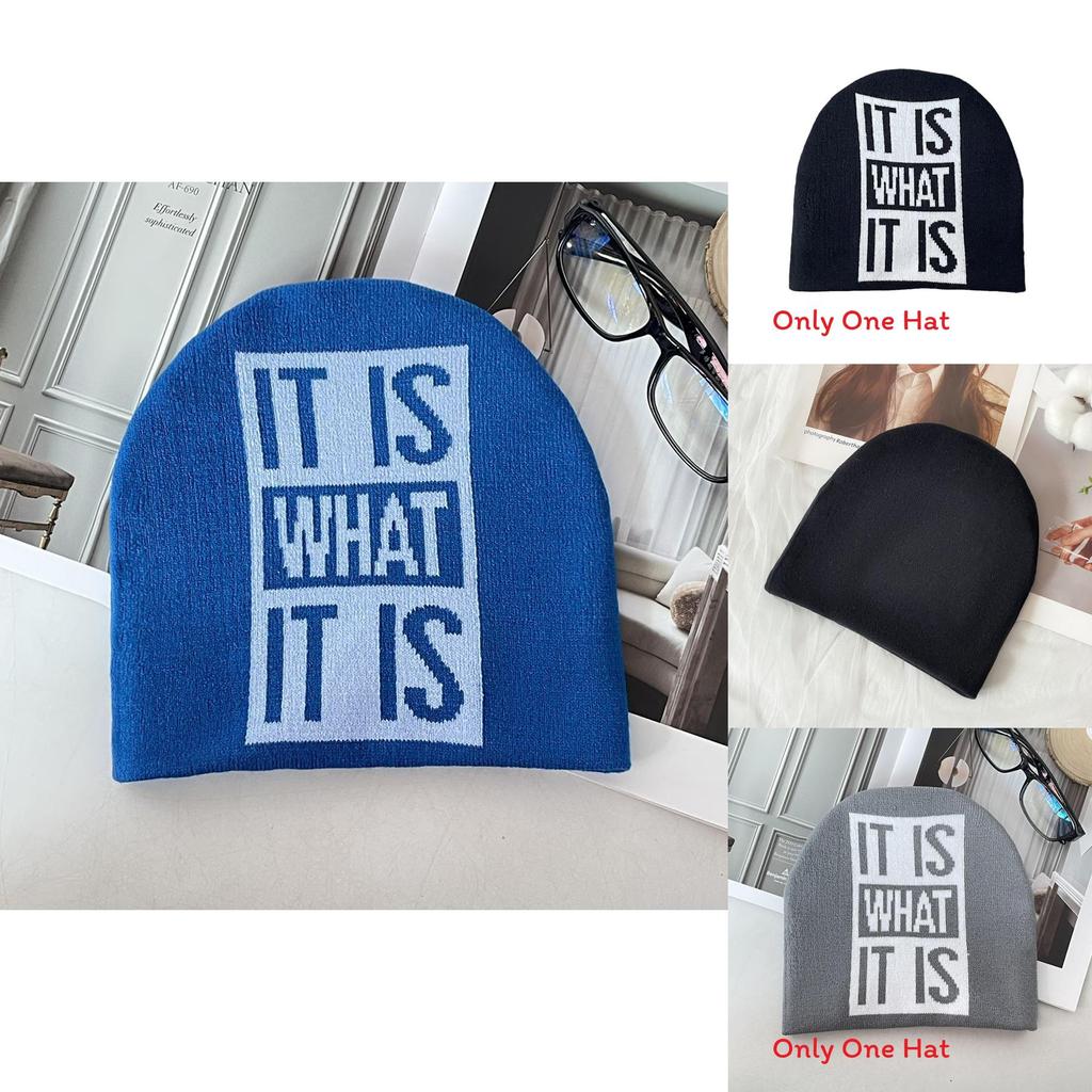 Knitted Hat For Winter With Warmth And Letter Design For Casual Outdoor Wear