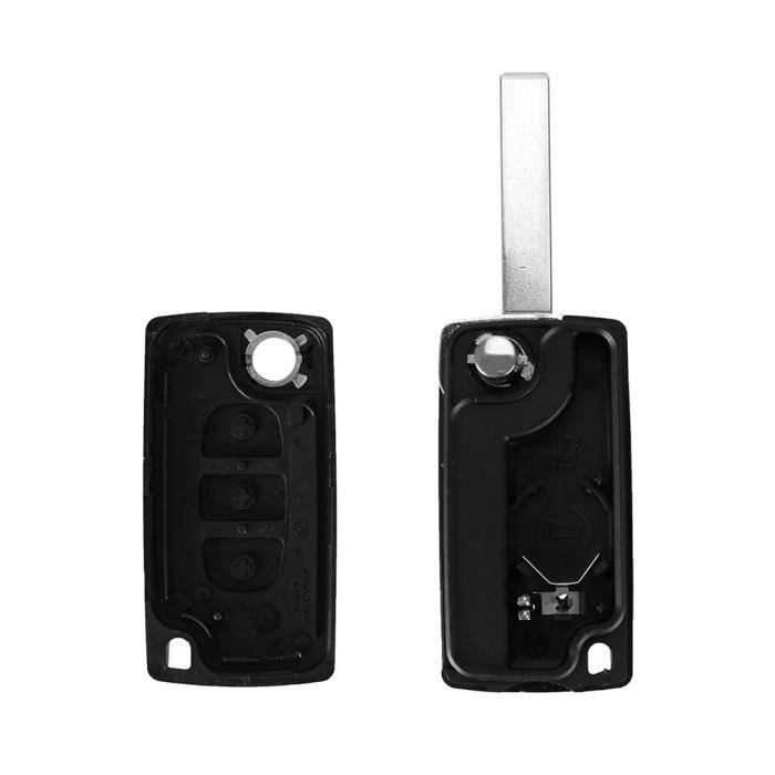 Key Shell for Citroen C4 C5 C4 Picasso C6 - CE0536 - 3-Button Remote Plip Headlight Model with Battery Location Phonillico®
