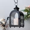 1PC Vintage Alphabet Candle Holder Lanterns Metal Candle Retro Black Iron Hanging Lantern with Door Weddings Home Decor