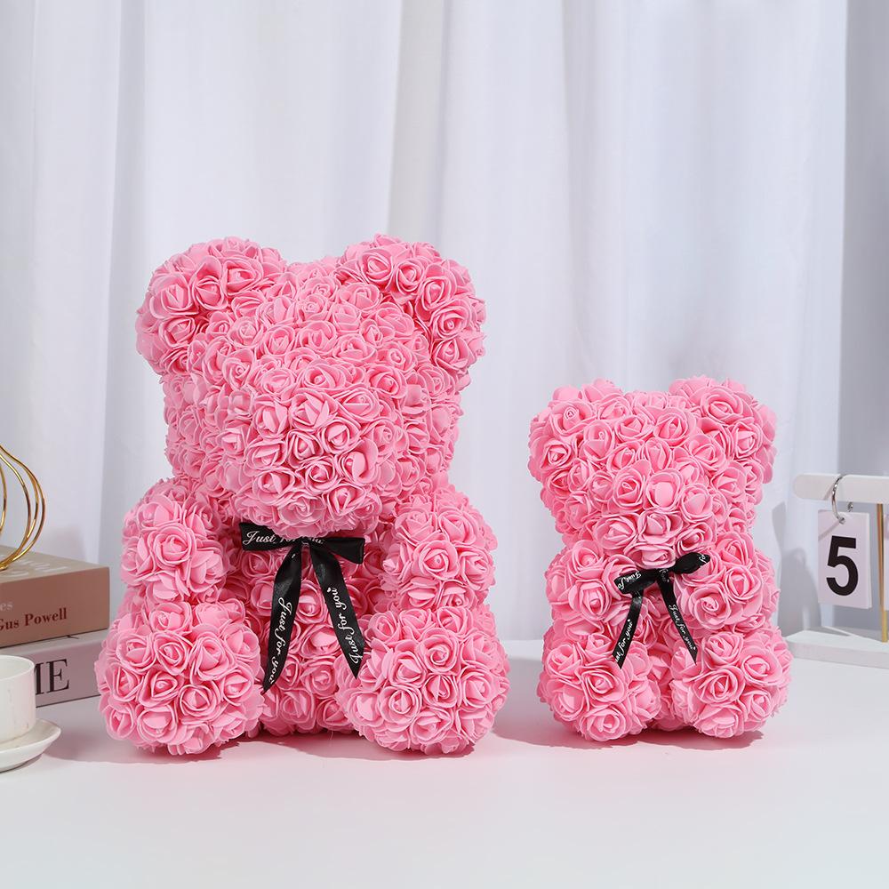 Artificial Flowers 25cm Rose Bear Girlfriend Anniversary Christmas Valentine's Day Gift Birthday Present For Wedding Party