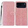 For iPhone 17 Pro Max Wallet Case Glitter Anti-Scratch Leather Stand Phone Cover with Strap