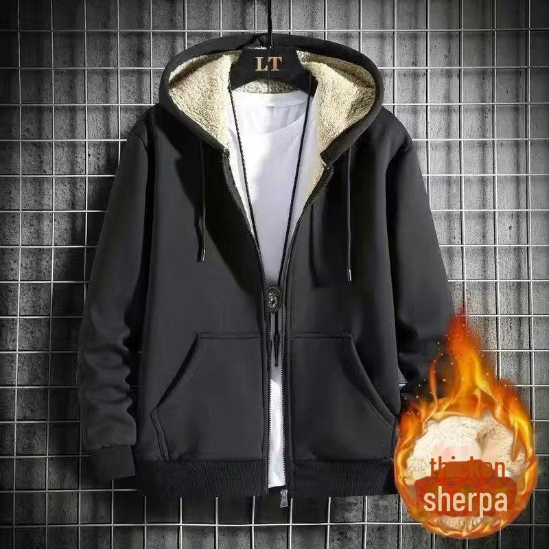 

Мужская зимняя толстовка с капюшоном на флисовой подкладке 2024 года: Теплая, свободная, повседневная спортивная куртка XXL чёрный