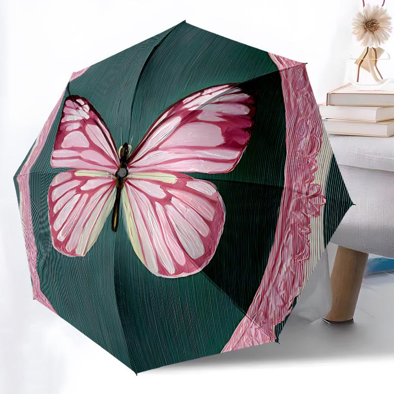 1pc Butterfly ArtworkAutomatic Open/close Umbrella, 8-Rib sturdy structure, Portable Travel Umbrella, Parties, Everyday Usec22