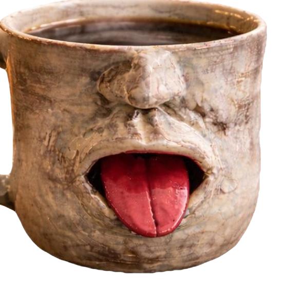 Stick-Out Tongue Ceramic Mug Large Capacity Stoneware Cup with Funny Face Design Novelty Coffee Tea Gift for