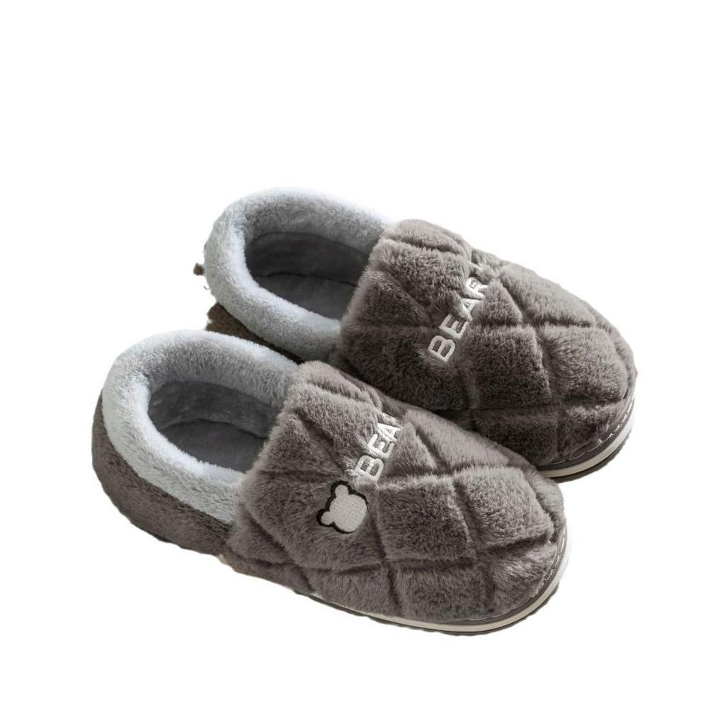Men's & Women's Winter Wool-Cotton Slippers - Indoor/Outdoor, Heel-Covered, Plush Velvet-Lined, Warm & Cozy