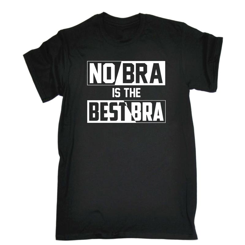 

No Bra Is The Best Mens Funny Novelty T Shirt - Men s Summer Cotton Graphic Tee 5XL різнокольоровий