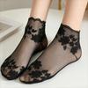 5 Pairs Women Lace Transparent Boat Socks, Lolita Style Invisible Ankle Socks, Summer Thin Non-slip Low Cut Short Socks