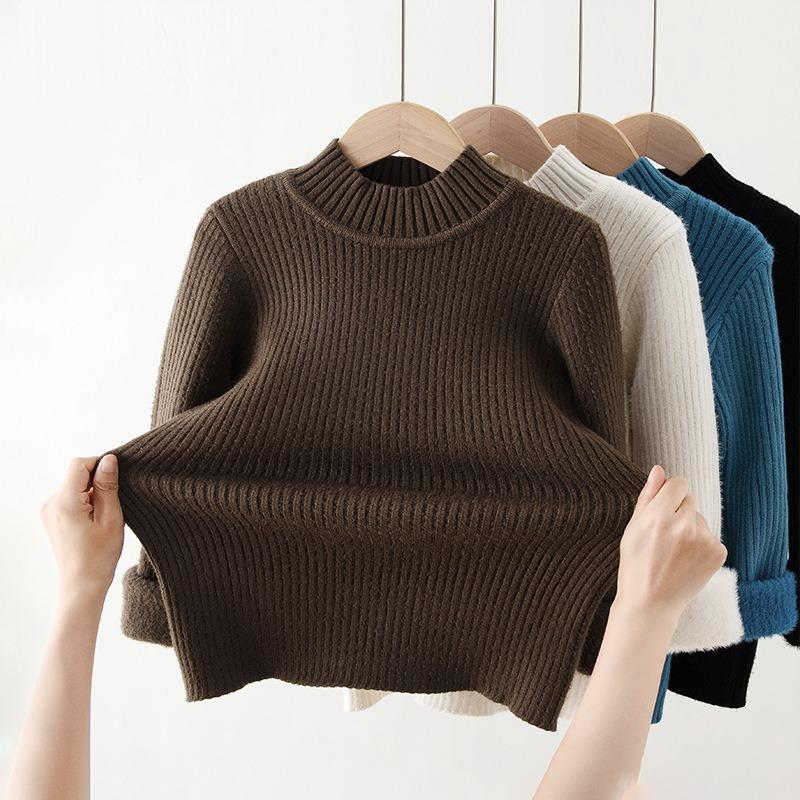 Kids Sweater Autumn Winter O-neck Fleece Thick Warm Kintwear Tops for Boys Casual All-match 2-13 Years Children Pullovers