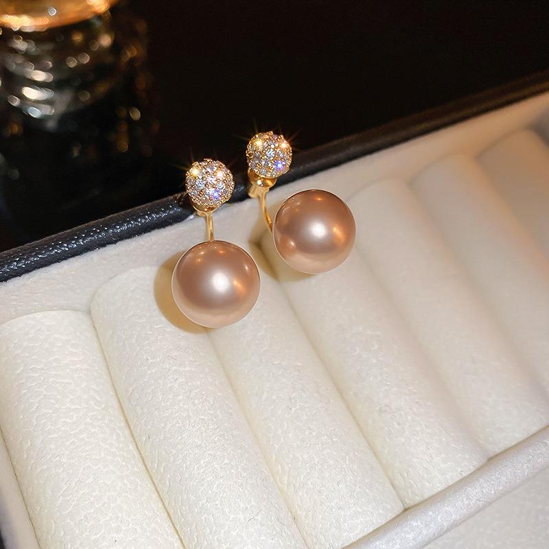 French Silver Needle Diamond Pearl Pendant Earrings Light Luxury Delicate Personality Earrings Design Sense Niche Earrings Women