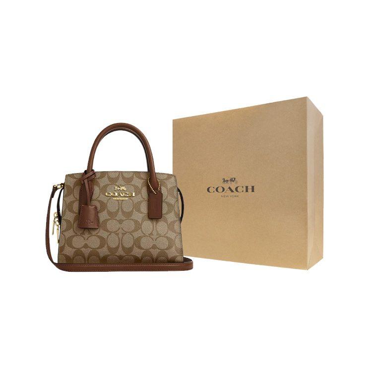 Coach ANDREA CARRYALL Coated Canvas With Smooth Leather Tote Bag, Shopping Bag, Shoulder Bag, Handbag Small Women's CP083-IME74