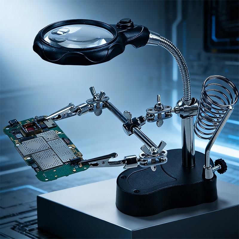 Repair Auxiliary Clamp Light, Clamp-On Soldering Magnifying Glass, With Auxiliary Soldering Iron Stand For Precision Electronics