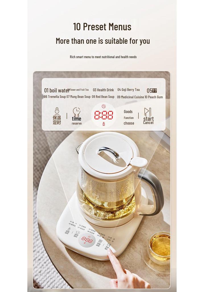 1.5L Stainless Steel Electric Kettle with Flower Tea Brewer & Constant Temperature Control