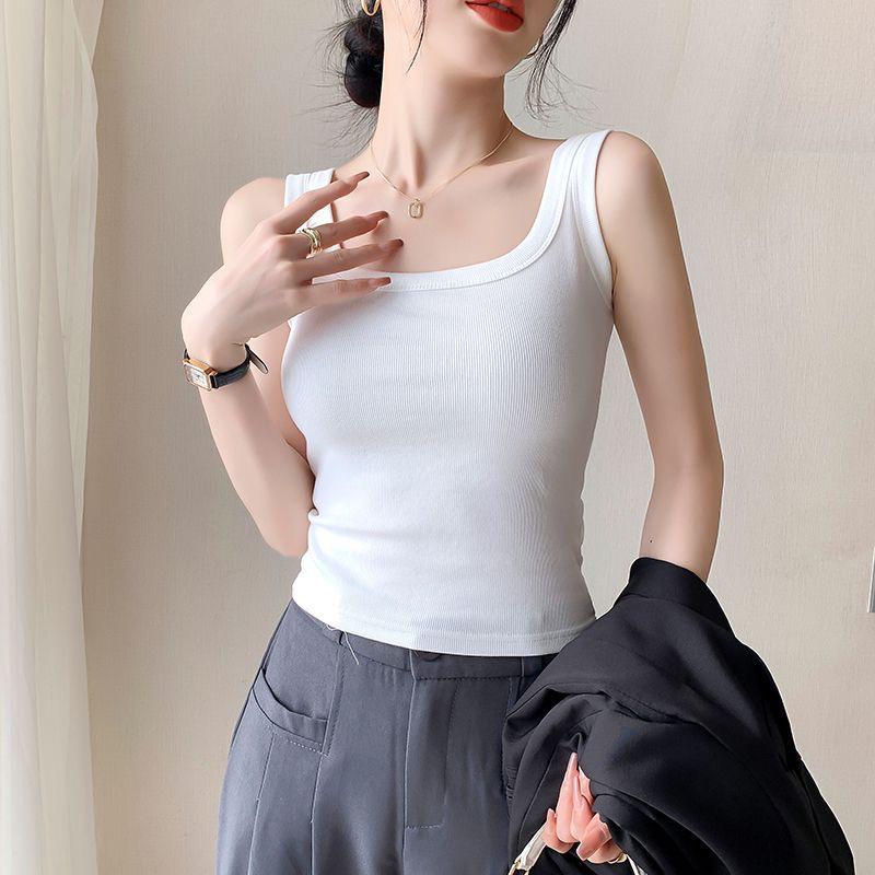 

Женская хлопковая майка Douyin: Жилет без рукавов, облегающий, с боковыми застежками для предотвращения воздействия One Size [fits 80-145 jin] белый