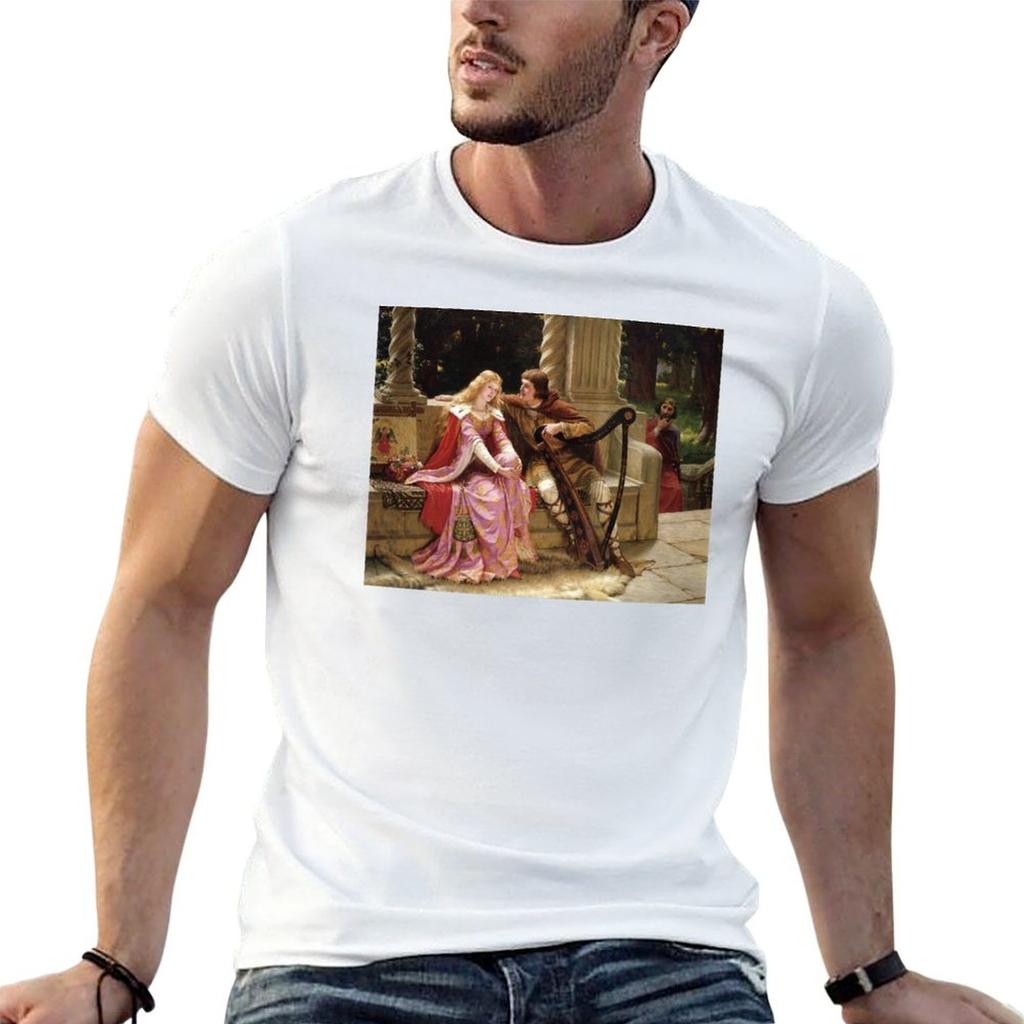 Tristan and Isolde Edmund Blair Leighton TShirt Fashion Casual Short Sleeve Top