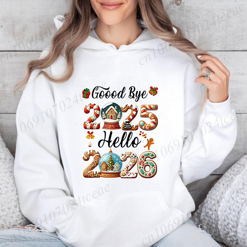 Dámské mikiny oblečení, Sbohem 2025 Ahoj 2026 Mikiny, Veselé Vánoce Mikiny, Šťastný Nový Rok Mikiny, Rodinné Sváteční Topy