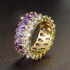 Luxury Female Crystal Blue Purple White Zircon Stone Water Drop Engagement Ring Vintage Gold Color Wedding Jewelry For Women