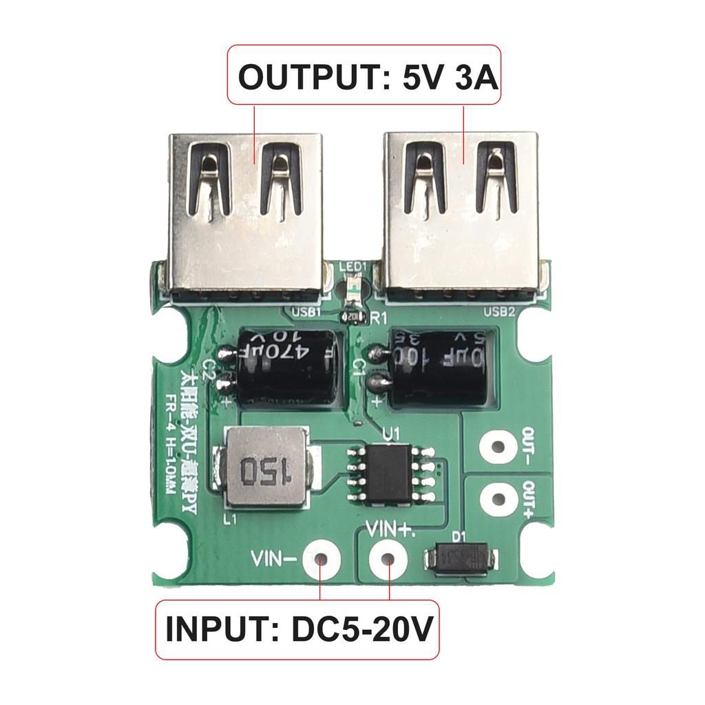 5V 20V Input 3A Output Dual USB Solar Panel Regulator Controller Power Charger Kit for USB Digital Devices DIY