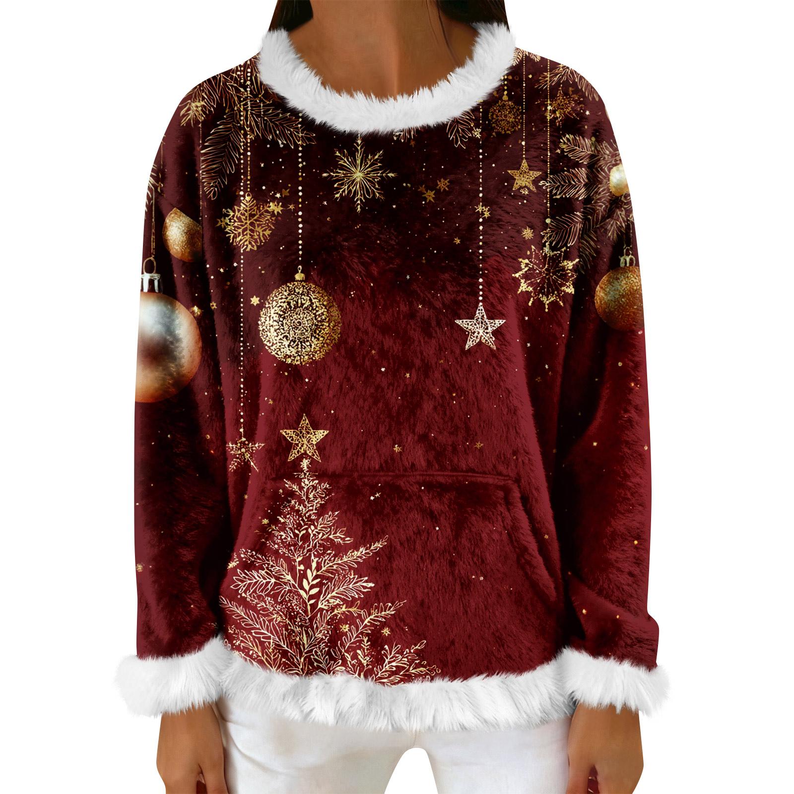 

Женский повседневный флисовый свитшот с длинными рукавами и круглым вырезом, удобный, свободного кроя, легкий, фланелевый свитшот для женщин XL