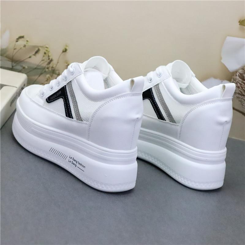 Fashion 10CM Air Mesh Synthetic Leather Platform Wedge Sneakers High Brand Casual Women Shoes Ladies Vulcanize Summer Breathable