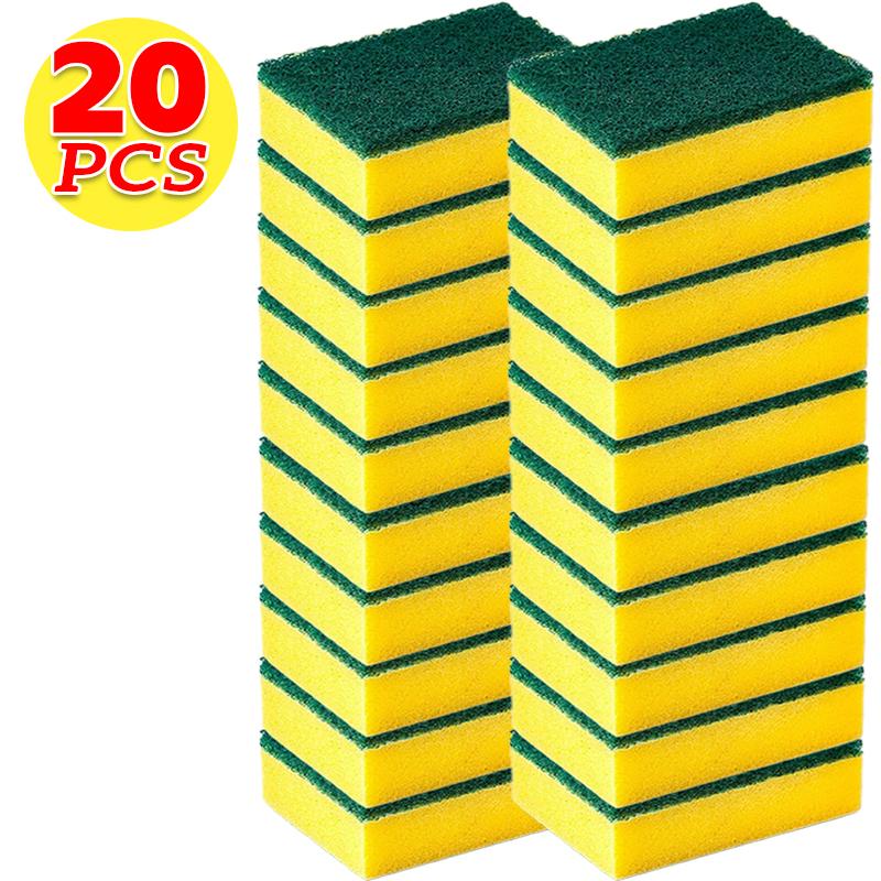 20/1pcs Magic Cleaning Sponges Double-sided Reusable Kitchen Sponge Wipes Pan Pot Dishwashing Scouring Pads Brush Clean Tools
