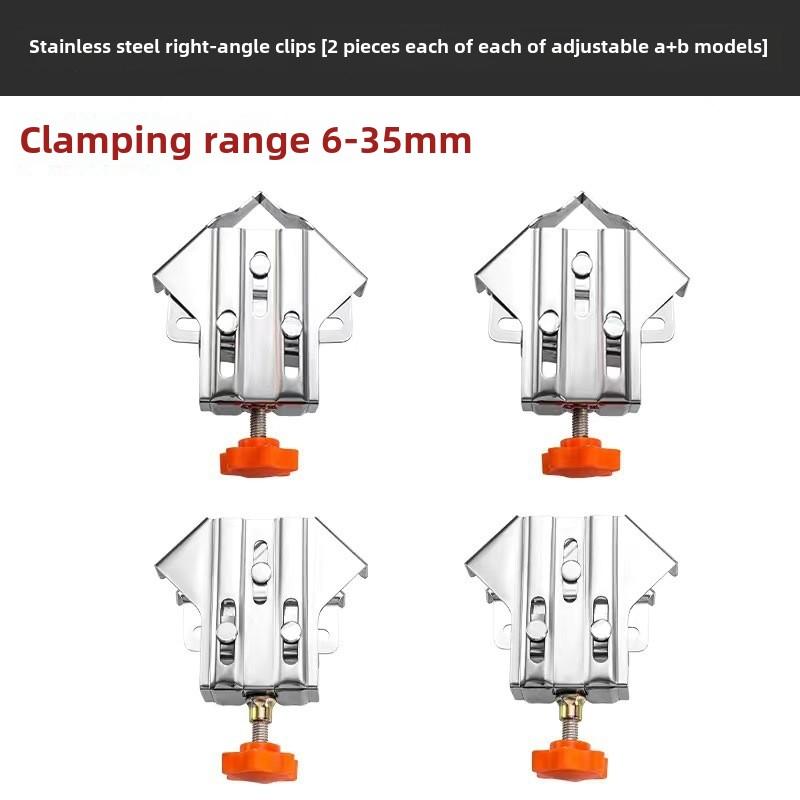 

Угловые зажимы, угловой зажим 90 градусов, столярные зажимы для рамок картин, прочные торцевые зажимы из нержавеющей стали с быстрым освобождением 2 Closed A + 2 Open B