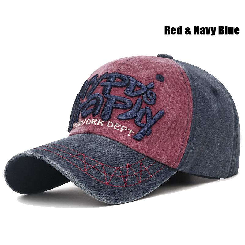 New Fashion Unisex Three-Dimensional Letter Embroidery Design Washed Distressed Craft Cotton Baseball Cap Trucker Caps