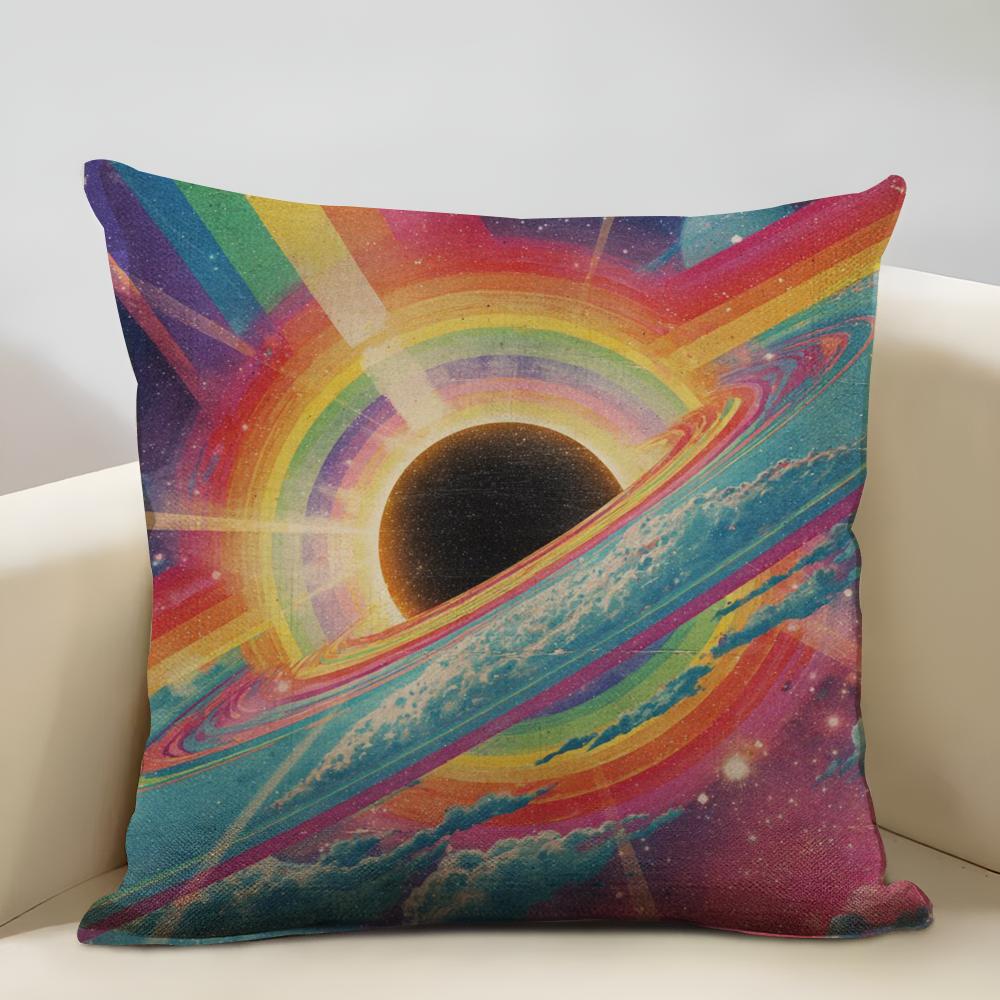 Vaporwave Cosmic Cushion Cover Household Decoration Linen Sofa Cushion Cover: Skin-Friendly & Breathable with Invisible Zipper 12x12Inch