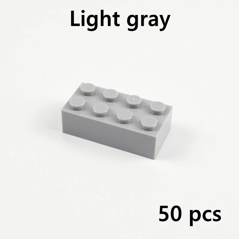 

50pcs 2*4 Dots Thick Bricks Educational Creative DIY Bulk Set Building Blocks 2x4 Dots Size Compatible with 3001 Classic Parts світло-сірий колір