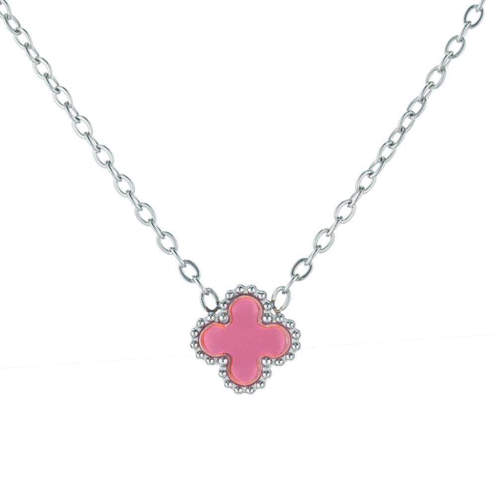 9mm Lucky Four-Leaf Clover Necklace Pendant Titanium Steel Luxury Trendy Double-Sided Clavicle Chain