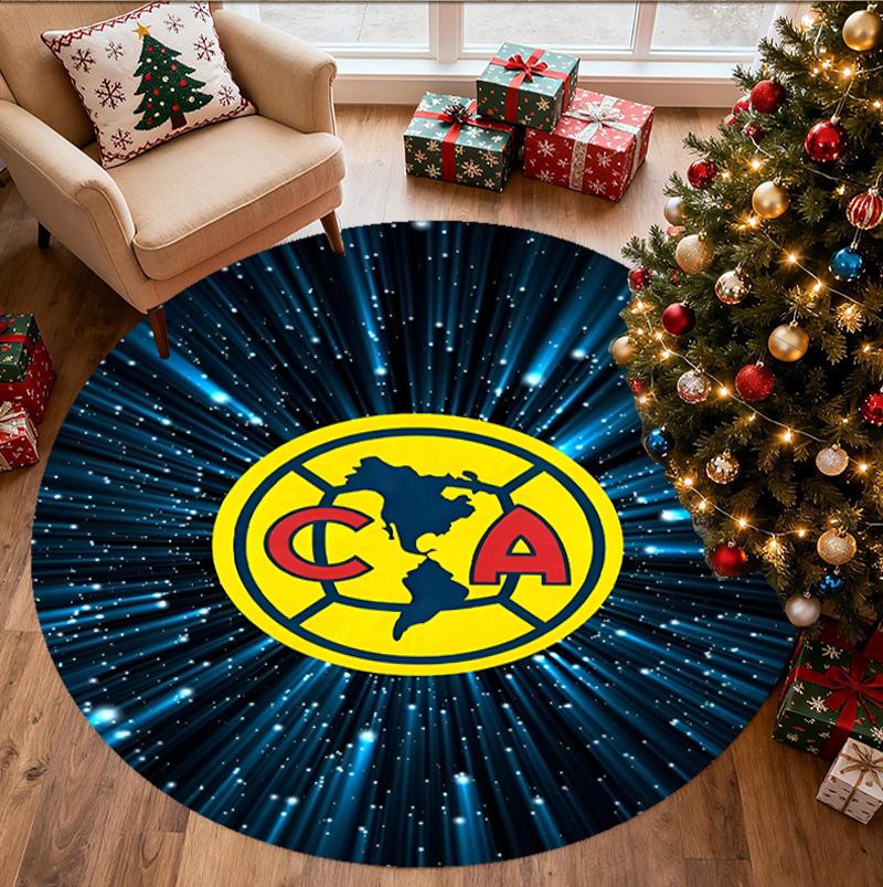 Club America Pattern Round Rug, Indoor/Outdoor Mat, for Picnic, Gameroom, Bedroom, Office, Living Room, Home Decor Carpet, Birthday Gift