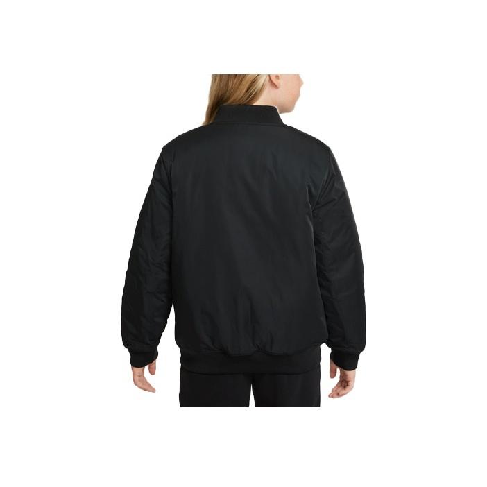 Nike Big Logo Print Fleece Sports Jacket Kids Outerwear Black DQ8303-010