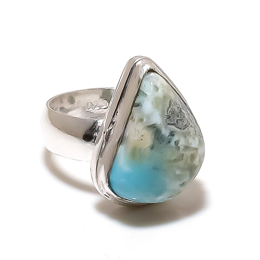 Republic Larimar Gemstone 925 Sterling Silver Jewelry Ring Size 6.5 SU-10453